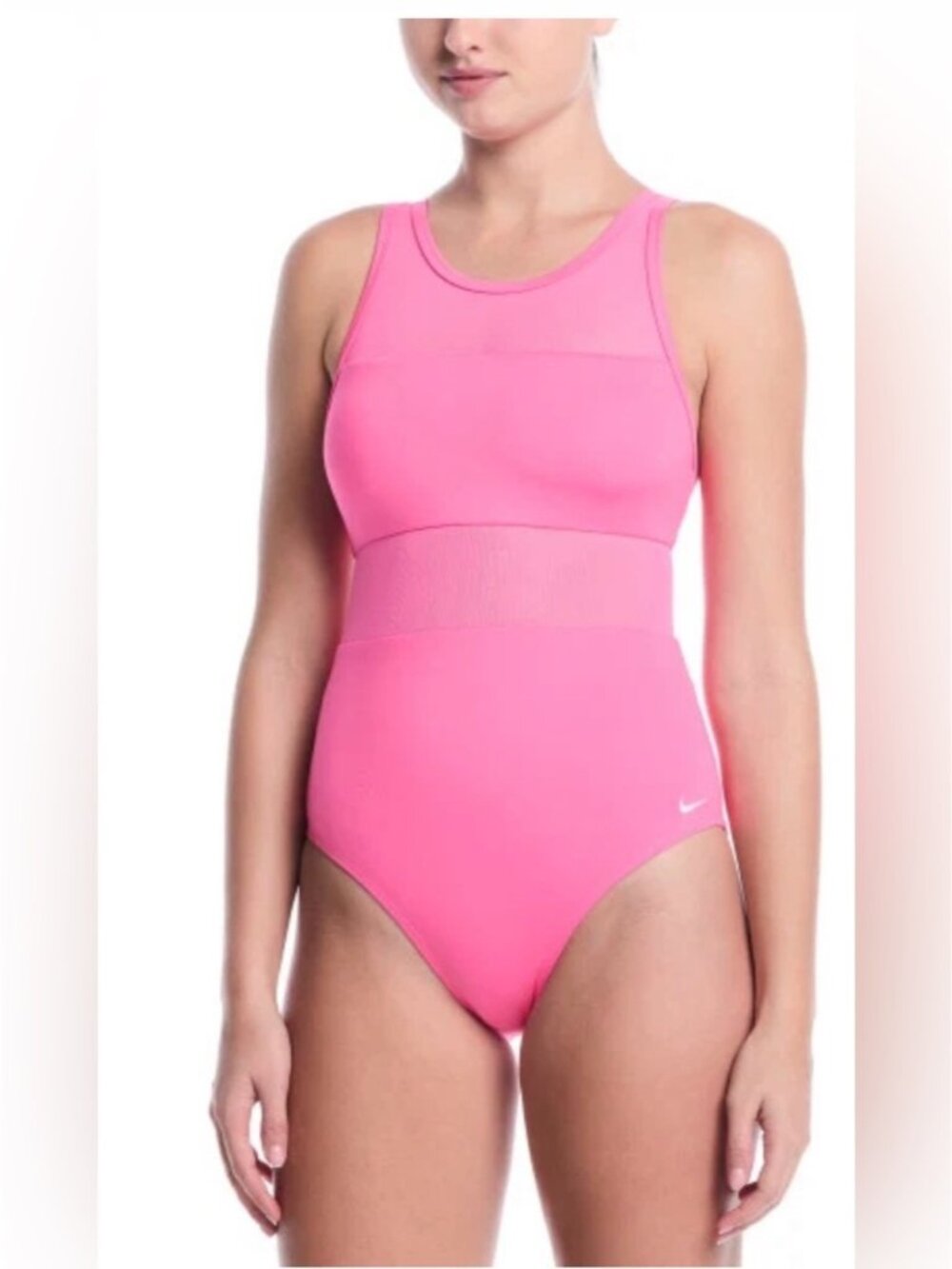 Nike Women's Swim Mesh V-Back One Piece Swimsuit Size L